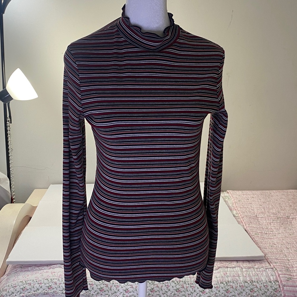 a'gaci | Striped Mock Neck Top